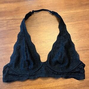 Aerie Black Lace Halter Bralette - 34 B